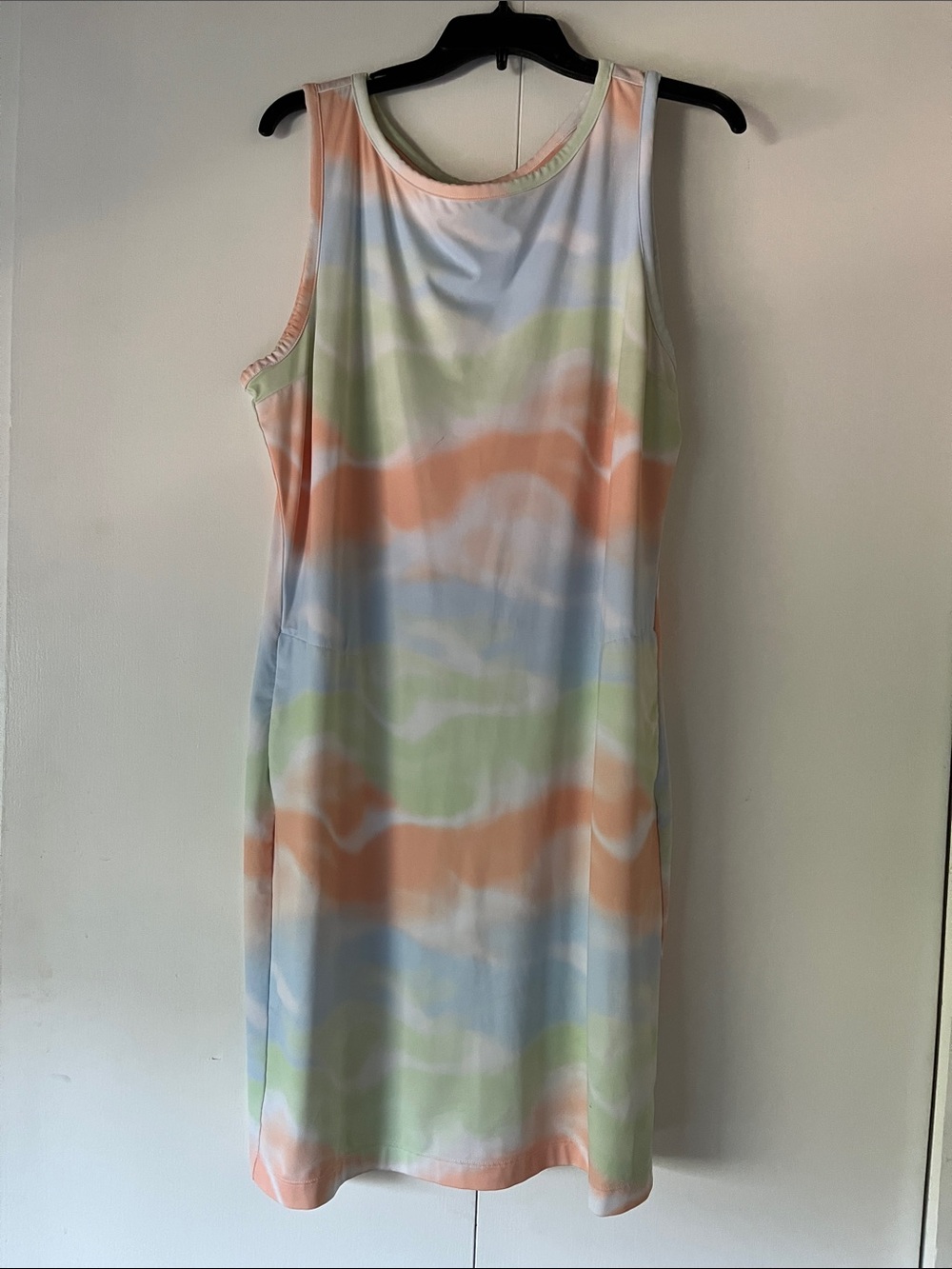 Columbia Sleeveless Midi Dress in Peach, Sky Blue & Mint